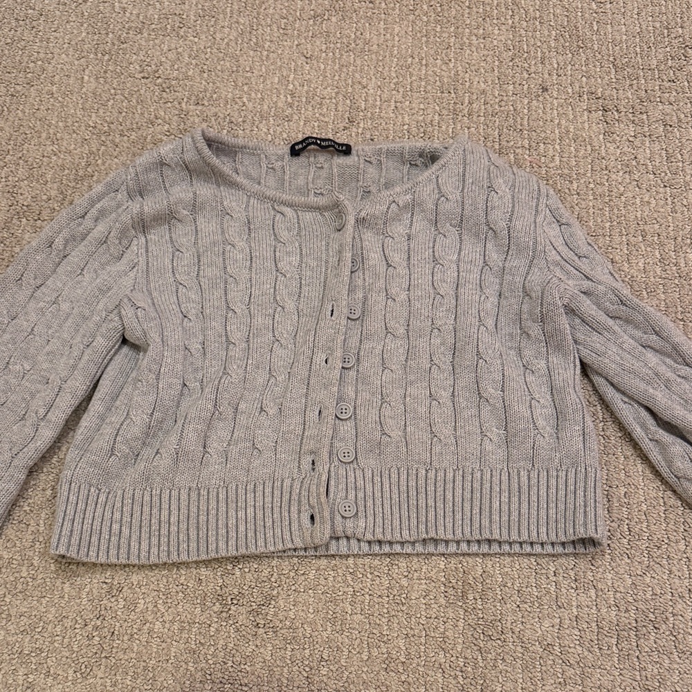 Brandy Melville Light Gray Cable Knit Cardigan